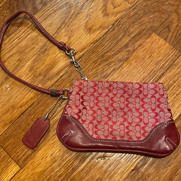 Coach Bags Vintage Coach Wristlet In Red Micro Signature Pattern